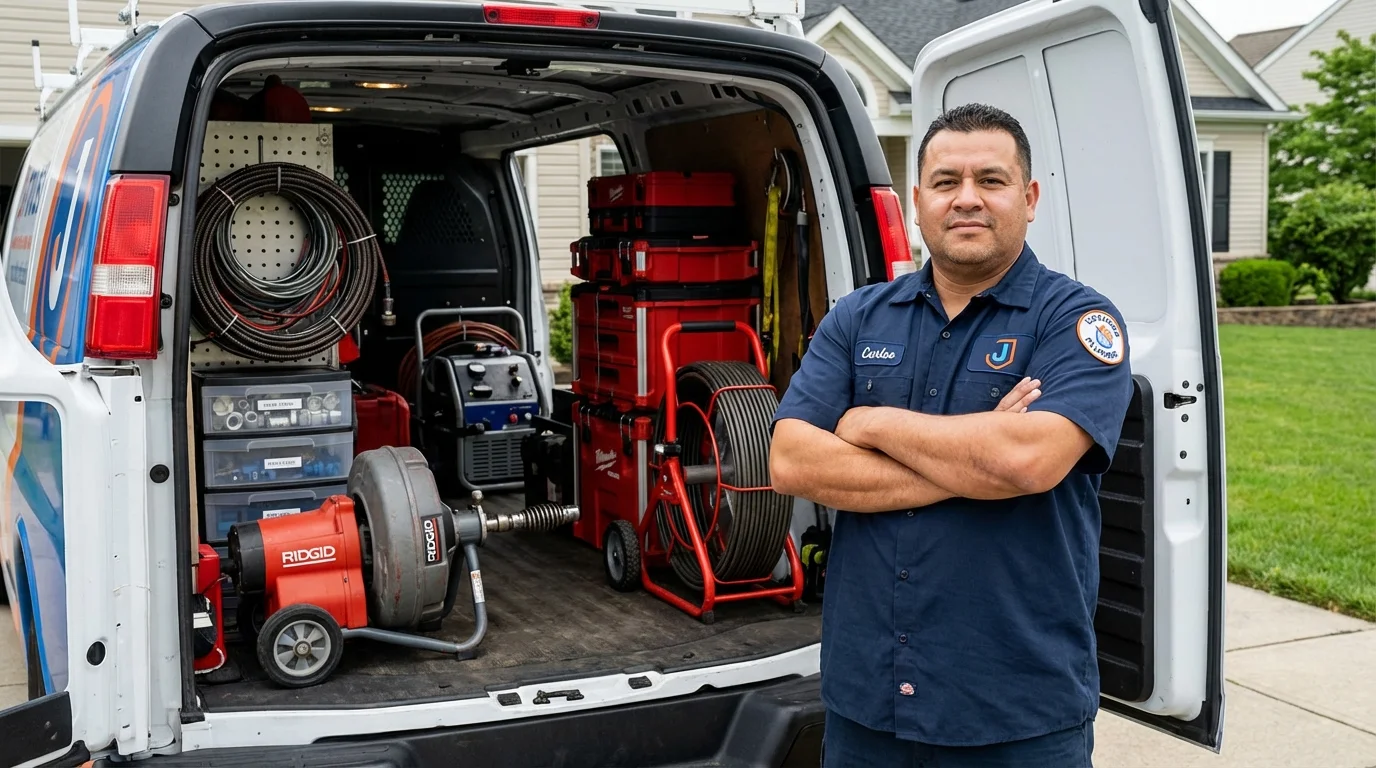 Professional drain cleaning equipment and Johns Plumbing LLC plumber in Ypsilanti