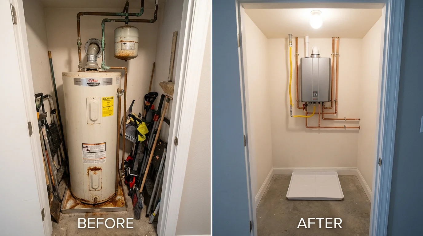 Tank water heater versus wall-mounted tankless unit comparison for Ypsilanti, MI homeowners